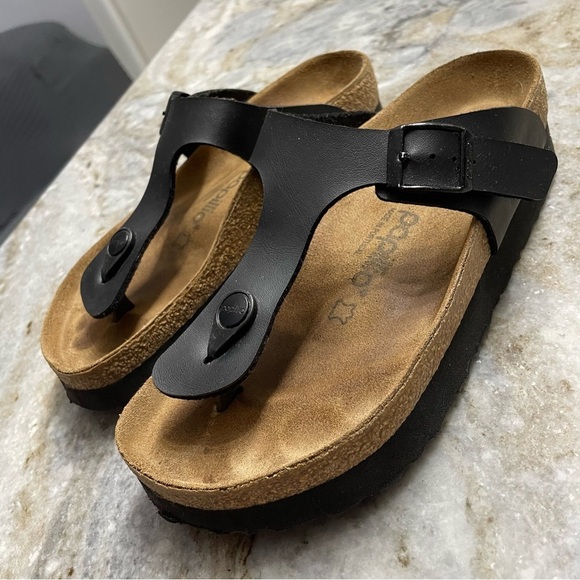 Papillio Birkenstock Gizeh Flex Vegan Platform Thong Sandals Black Size 36 L5 - Picture 1 of 10